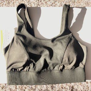 Ribbed Olive Green Sports Bra